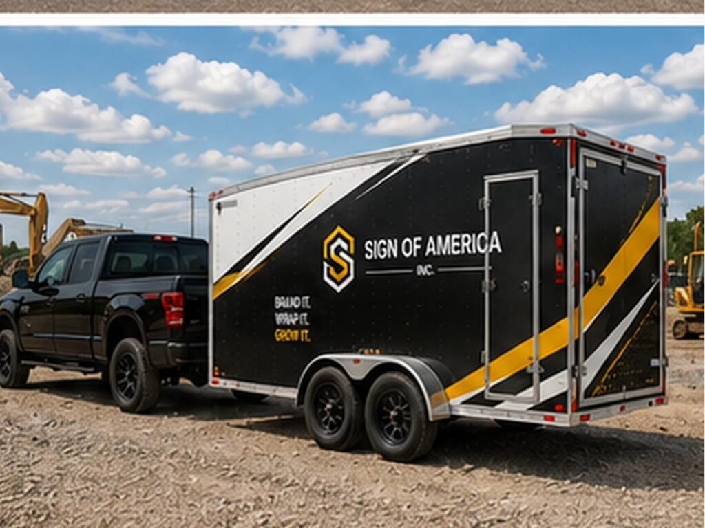 AI-generated mockup, not an actual Sign of America project — temporary design asset for layout review only. Trailer wrap.