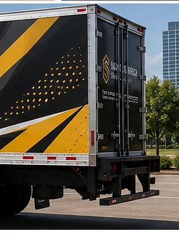 AI-generated mockup, not an actual Sign of America project — temporary design asset for layout review only. Trailer wrap.