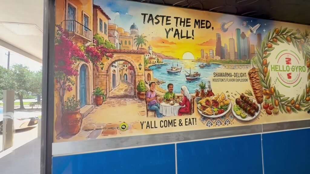 Wall mural for Hello Gyro in Houston, TX